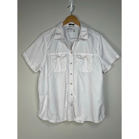 Eddie Bauer Classic Fit Button Down Shirt Short Sleeve Women’s X-Large Vent Back - Picture 1 of 7